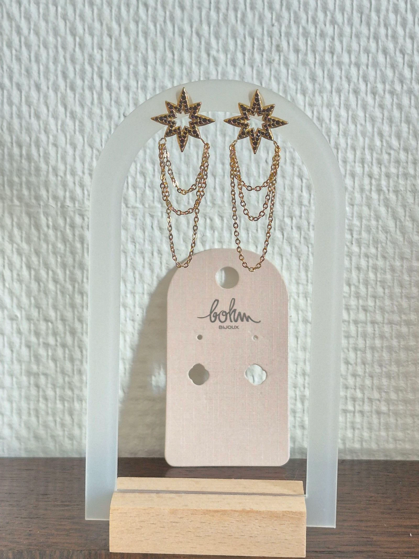  Boucles d'oreilles Bohm neuves – Acier inoxydable doré 